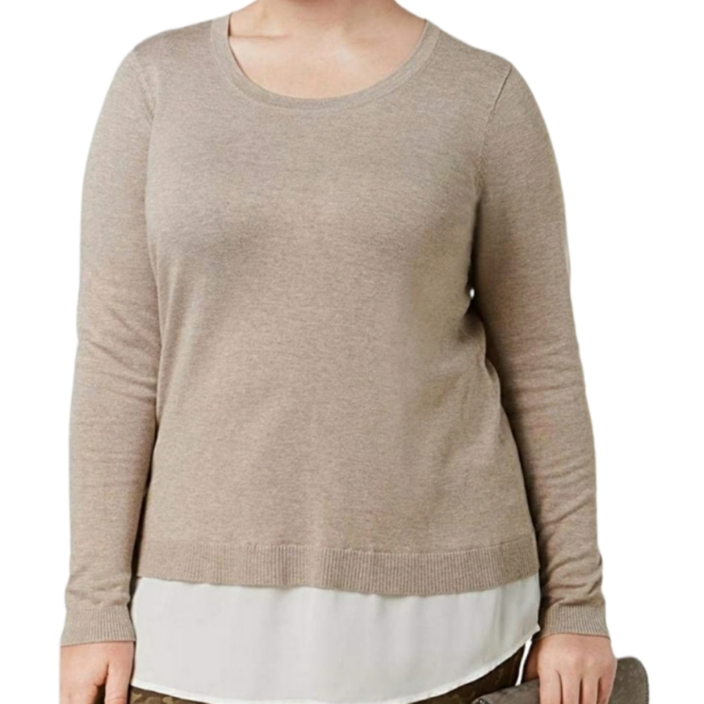 New INC International Concepts Ruched-Back Layered Heather Oats 0X